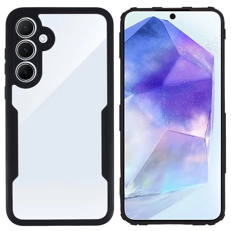 Per Samsung Galaxy A55 5G Clear Case Acrylic+TPU Anti-drop Phone Cover con PET Screen Protector