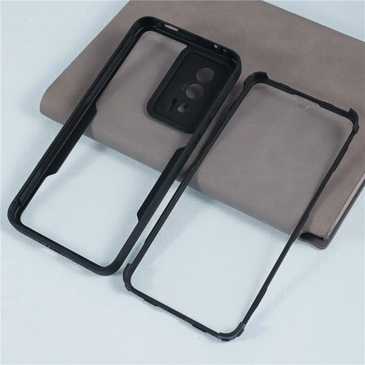 Para Xiaomi Poco F5 Pro 5G / Redmi K60 5G / K60 Pro 5G Capa Acrylic + TPU Capa de Proteção Corpo Inteiro - Preto