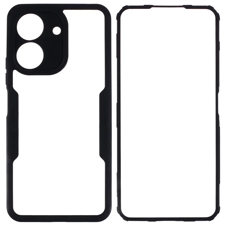 Für Xiaomi Redmi 13C 4G / Poco C65 4G Hülle Acryl + TPU Transparentes Telefongehäuse mit PET-Folie - Schwarz