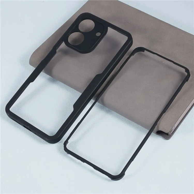 Für Xiaomi Redmi 13C 4G / Poco C65 4G Hülle Acryl + TPU Transparentes Telefongehäuse mit PET-Folie - Schwarz