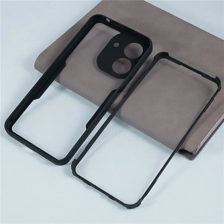 Für Xiaomi Redmi 13C 4G / Poco C65 4G Hülle Acryl + TPU Transparentes Telefongehäuse mit PET-Folie - Schwarz