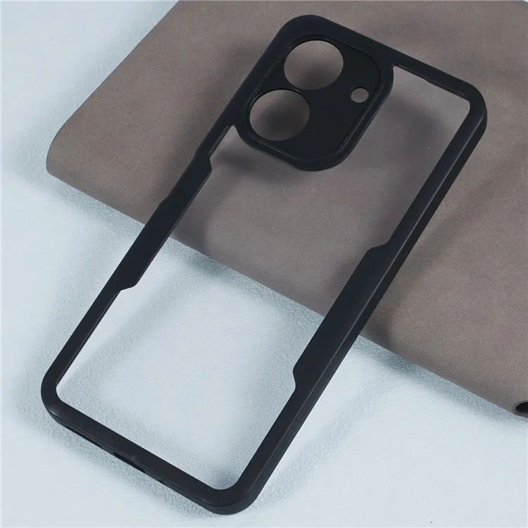 Für Xiaomi Redmi 13C 4G / Poco C65 4G Hülle Acryl + TPU Transparentes Telefongehäuse mit PET-Folie - Schwarz