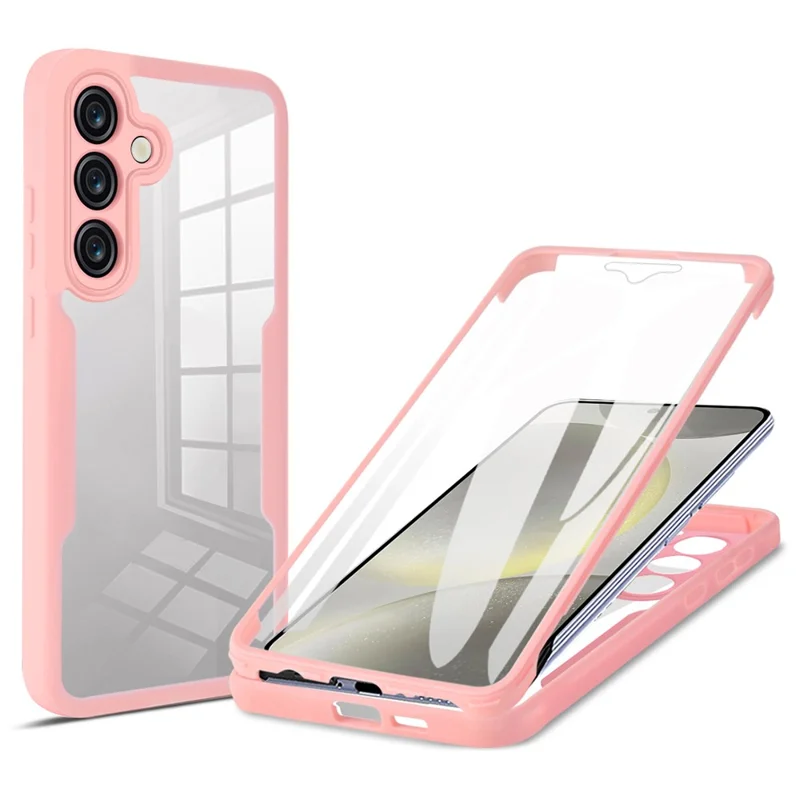 Étui pour Samsung Galaxy S23 FE Acrylique + TPU Coque de téléphone transparente avec film de protection d'écran PET - Rose