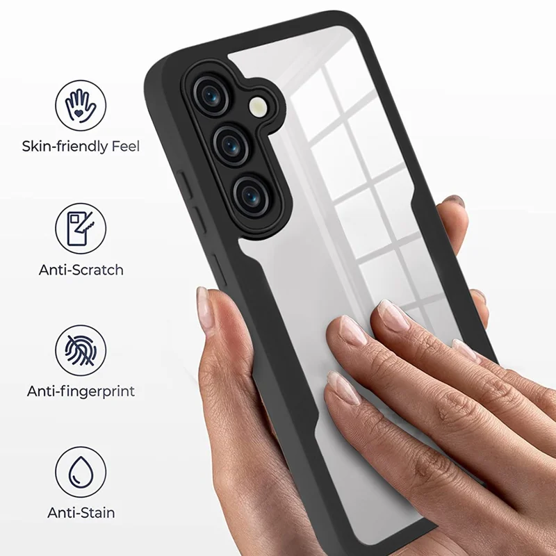 Étui pour Samsung Galaxy S23 FE Acrylique + TPU Coque de téléphone transparente avec film de protection d'écran PET - Rose