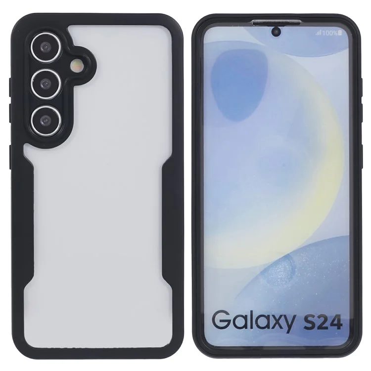 Para Samsung Galaxy S24 Case Acrylic+TPU Clear Phone Cover com PET Screen Protector