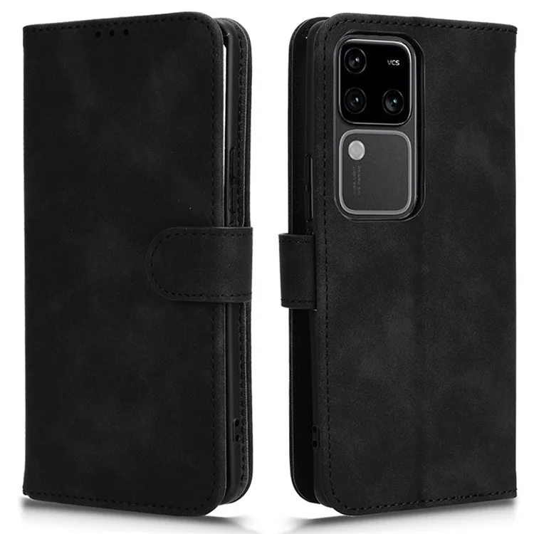 Per vivo V30 5G / V30 Pro 5G Custodia in Pelle Sensazione Pelle Flip Stand Wallet Phone Cover - Nero