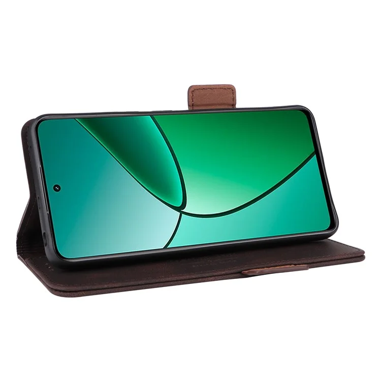 Pour Realme 12 4G / 12+ 5G Étui Portefeuille de Téléphone Hardware Decor Cuir PU Folio Flip Cover - Café