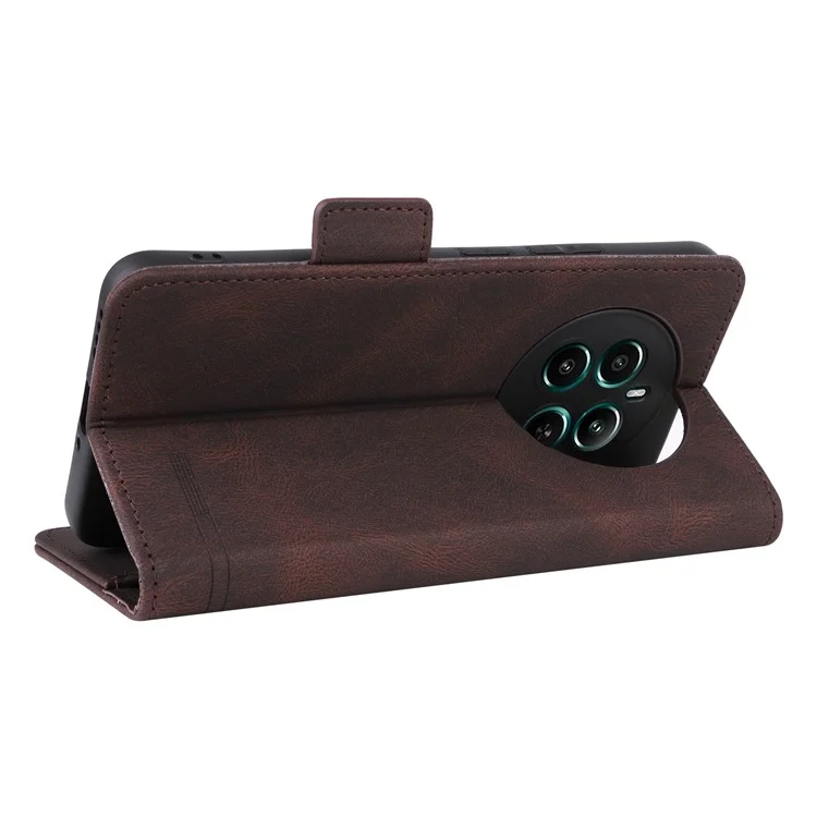 Pour Realme 12 4G / 12+ 5G Étui Portefeuille de Téléphone Hardware Decor Cuir PU Folio Flip Cover - Café