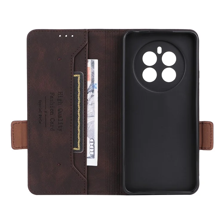 Pour Realme 12 4G / 12+ 5G Étui Portefeuille de Téléphone Hardware Decor Cuir PU Folio Flip Cover - Café