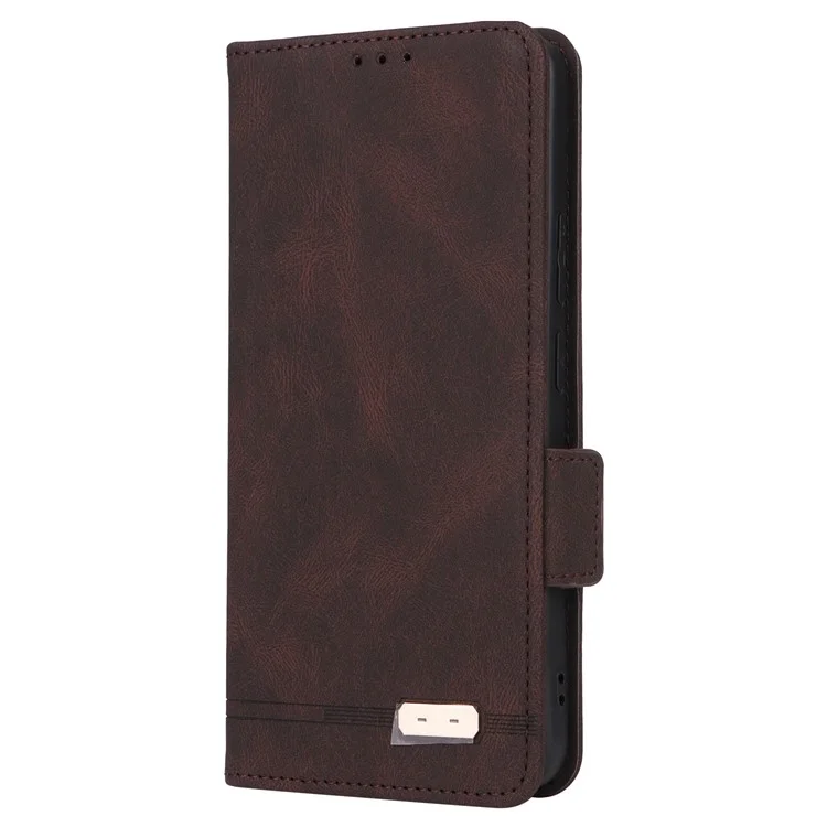 Pour Realme 12 4G / 12+ 5G Étui Portefeuille de Téléphone Hardware Decor Cuir PU Folio Flip Cover - Café