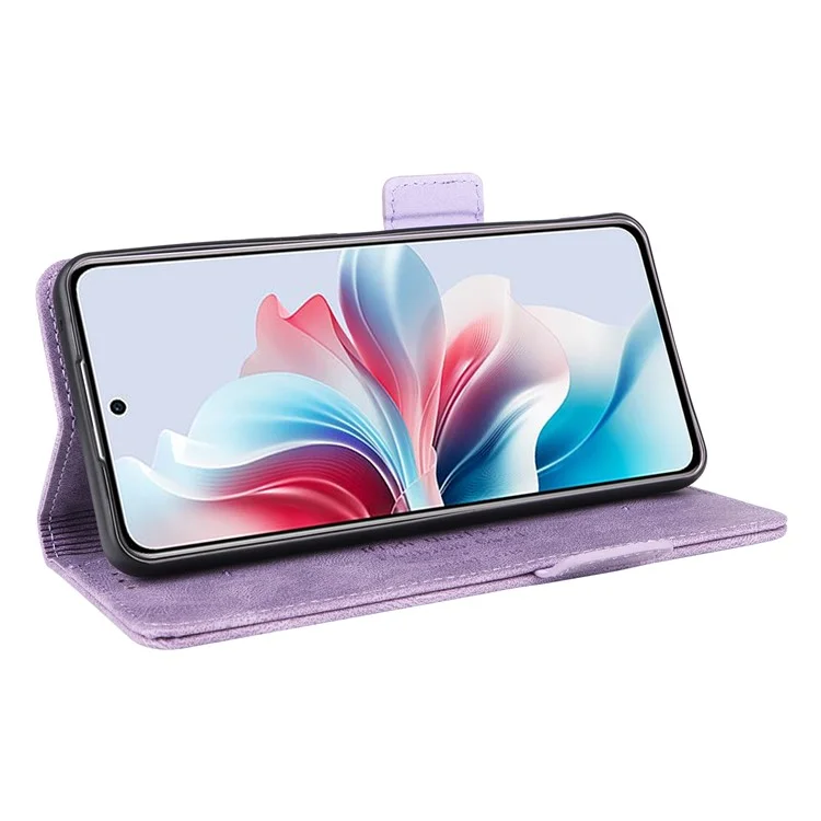 For Oppo Reno11 F 5G Shockproof Case Hardware Decor PU Leather Wallet Phone Cover - Purple