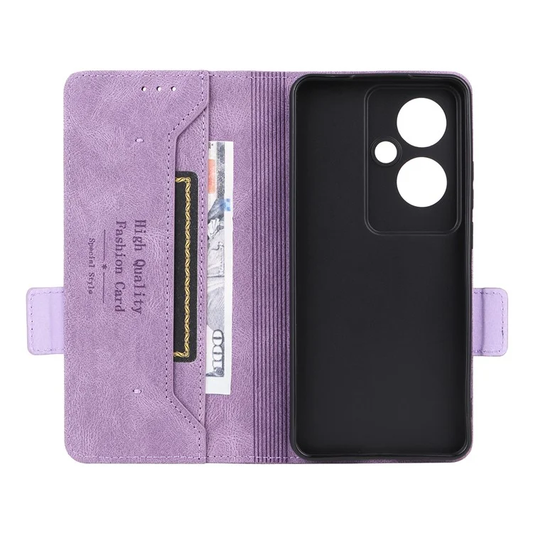 For Oppo Reno11 F 5G Shockproof Case Hardware Decor PU Leather Wallet Phone Cover - Purple