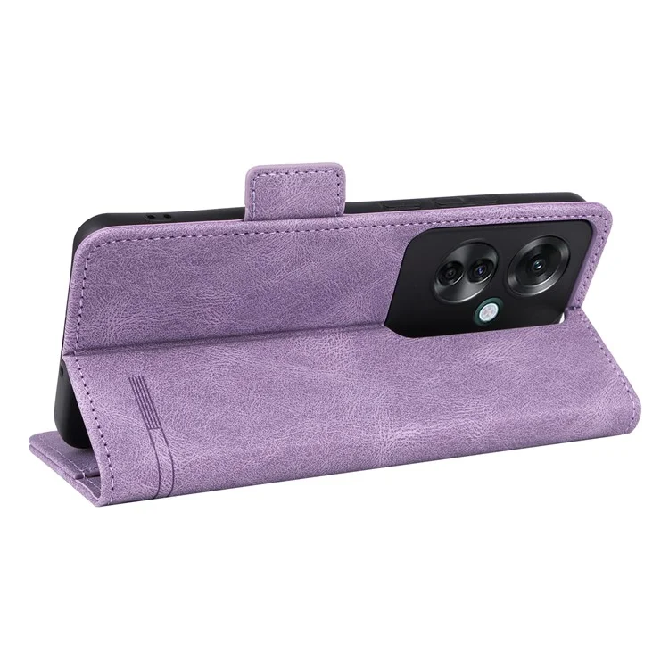 For Oppo Reno11 F 5G Shockproof Case Hardware Decor PU Leather Wallet Phone Cover - Purple