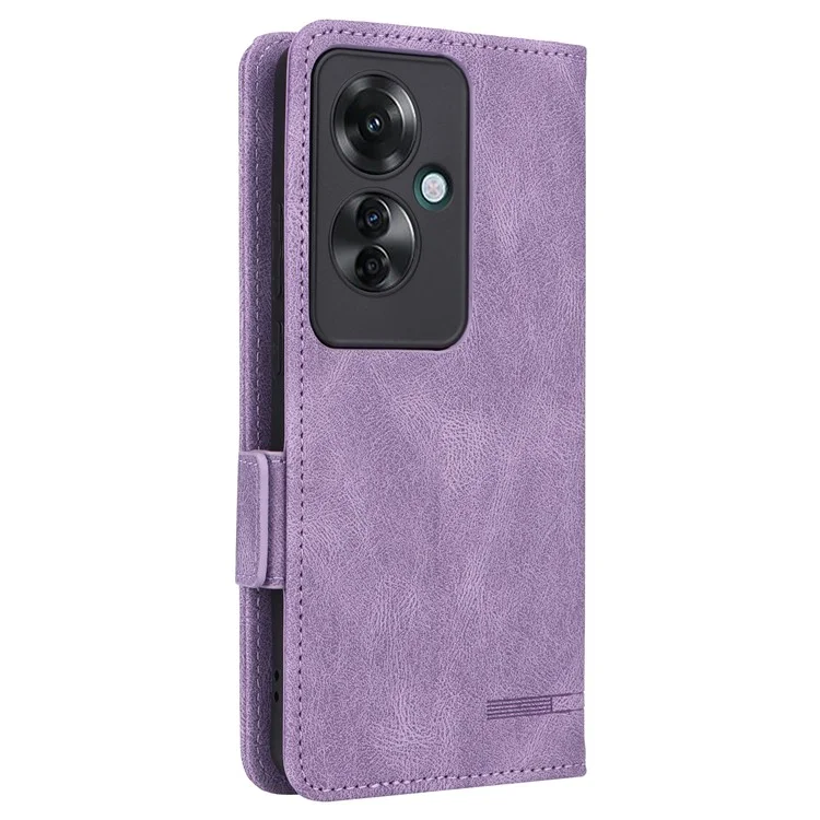 For Oppo Reno11 F 5G Shockproof Case Hardware Decor PU Leather Wallet Phone Cover - Purple