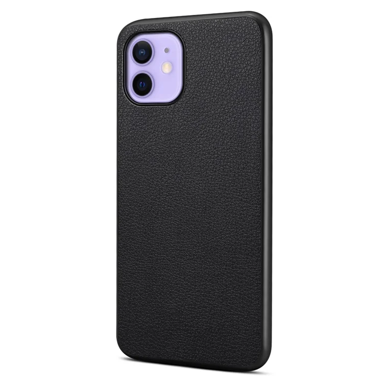 For iPhone 12 / 12 Pro Case Protective PU+PC+TPU Hybrid Slim Phone Case - Black