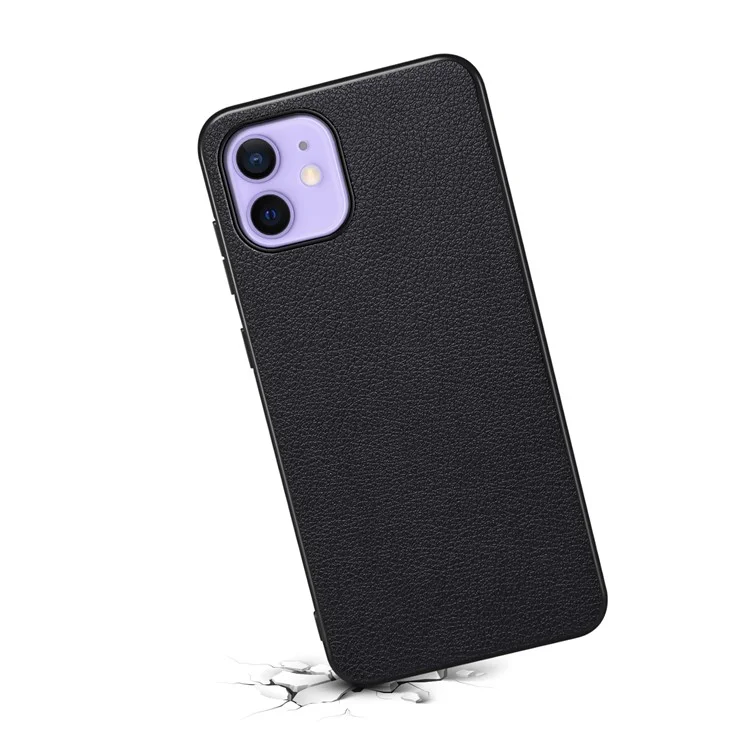 For iPhone 12 / 12 Pro Case Protective PU+PC+TPU Hybrid Slim Phone Case - Black