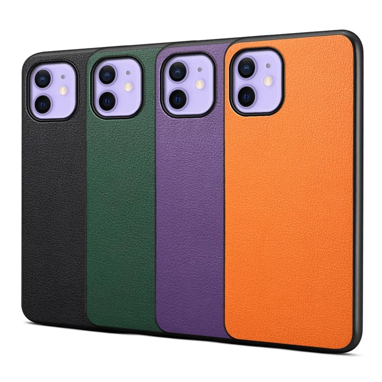 Étui de protection pour iPhone 12 / 12 Pro en PU+PC+TPU hybride, fin - Noir