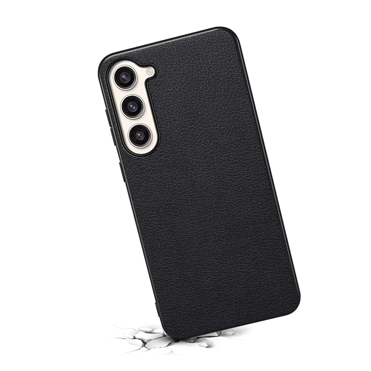 Für Samsung Galaxy S23+ Slim Case Kalbleder-Textur PU+PC+TPU Handyhülle - Schwarz