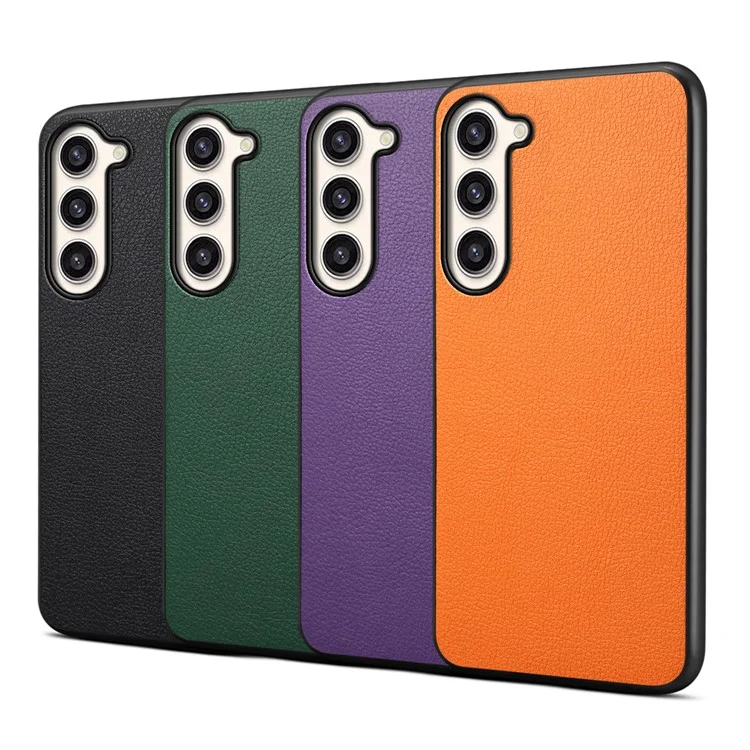Für Samsung Galaxy S23+ Slim Case Kalbleder-Textur PU+PC+TPU Handyhülle - Schwarz