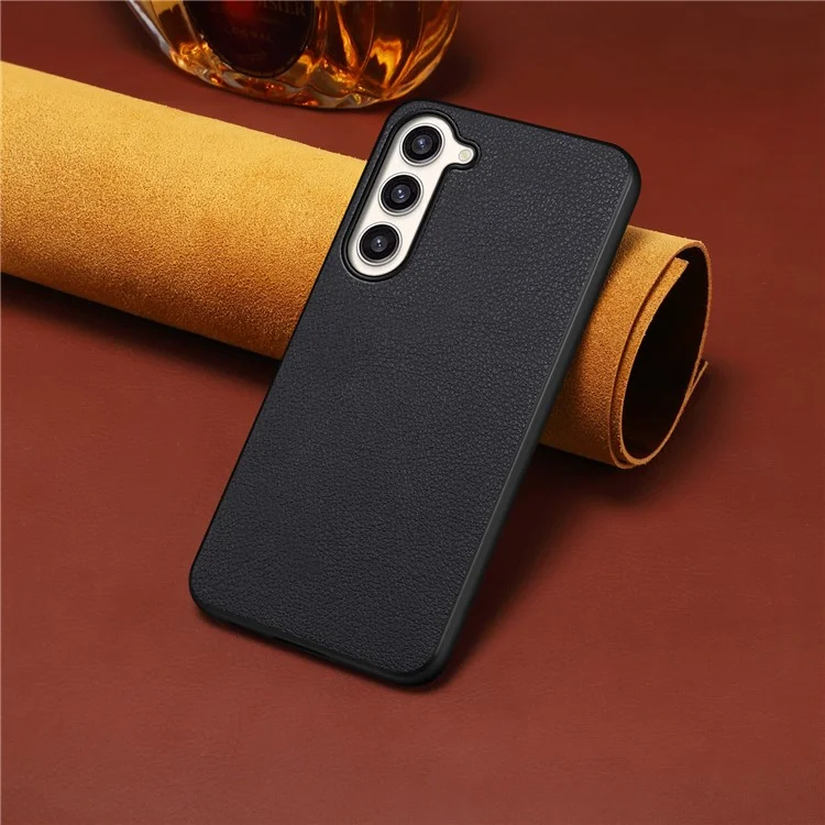 Für Samsung Galaxy S23+ Slim Case Kalbleder-Textur PU+PC+TPU Handyhülle - Schwarz