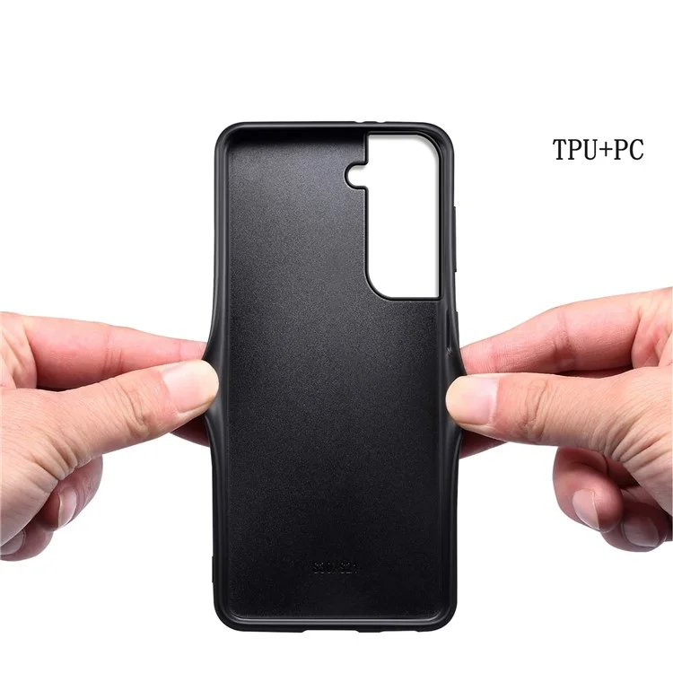 For Samsung Galaxy S21 FE 5G Case Calf Texture PU Leather+TPU+PC Phone Protector - Black