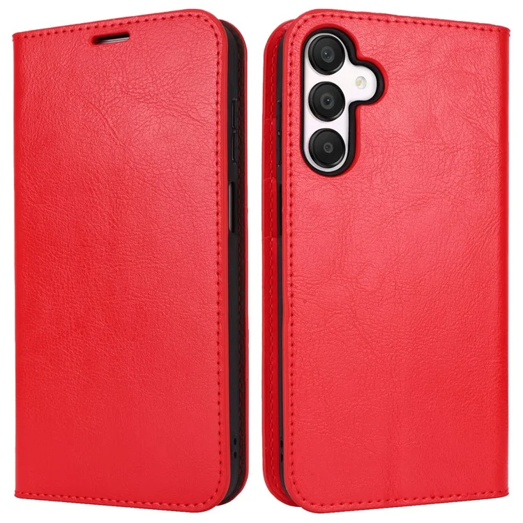 For Samsung Galaxy A15 5G Case Split Leather Crazy Horse Texture Stand Phone Cover - Red