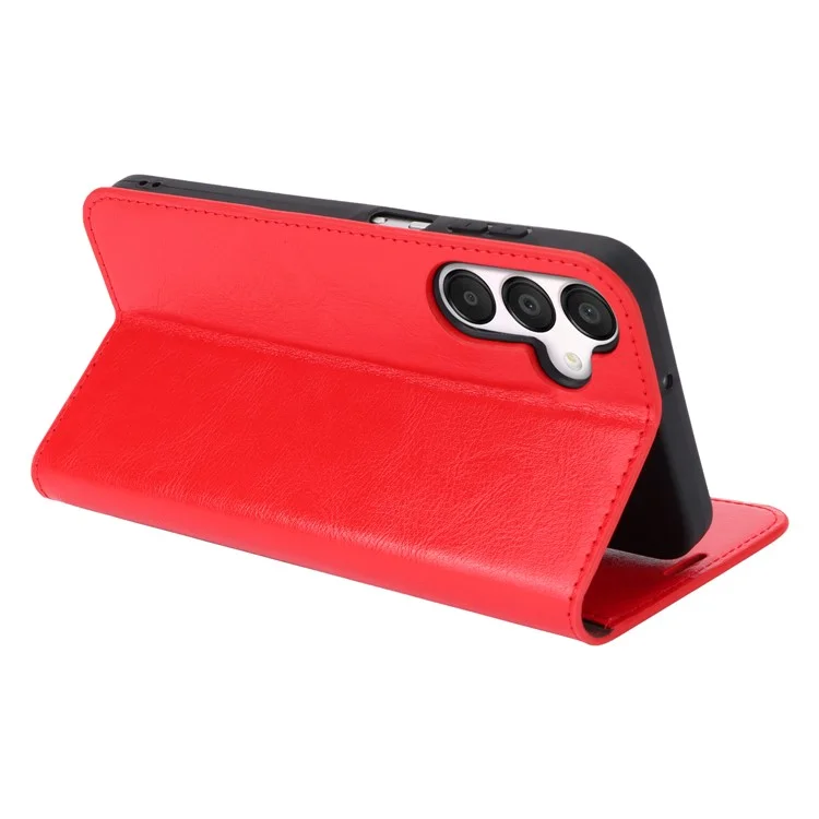 For Samsung Galaxy A15 5G Case Split Leather Crazy Horse Texture Stand Phone Cover - Red