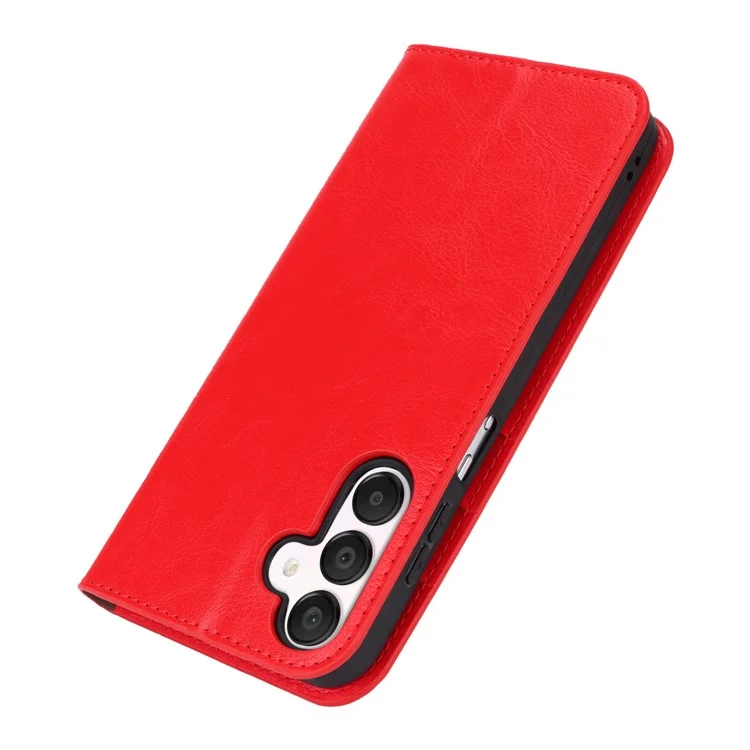 For Samsung Galaxy A15 5G Case Split Leather Crazy Horse Texture Stand Phone Cover - Red