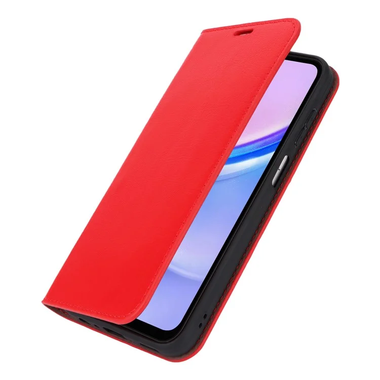 For Samsung Galaxy A15 5G Case Split Leather Crazy Horse Texture Stand Phone Cover - Red