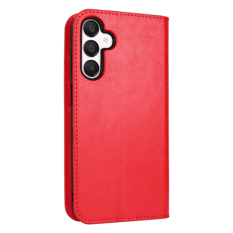For Samsung Galaxy A15 5G Case Split Leather Crazy Horse Texture Stand Phone Cover - Red