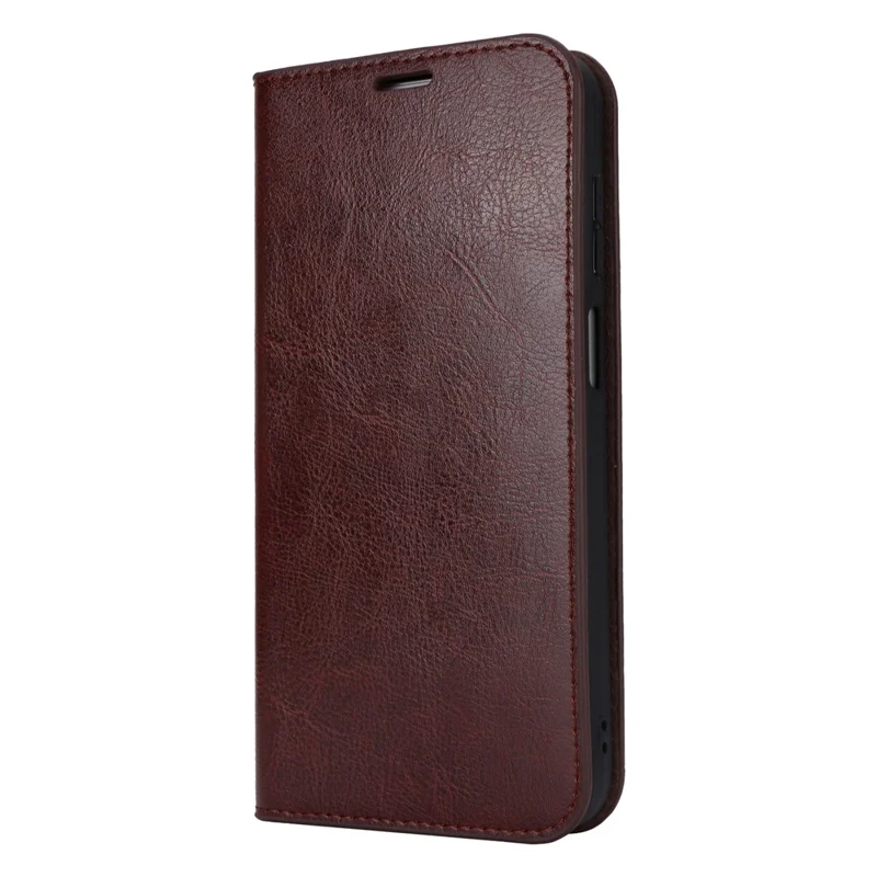 For Samsung Galaxy A15 5G Case Split Leather Crazy Horse Texture Stand Phone Cover - Dark Brown