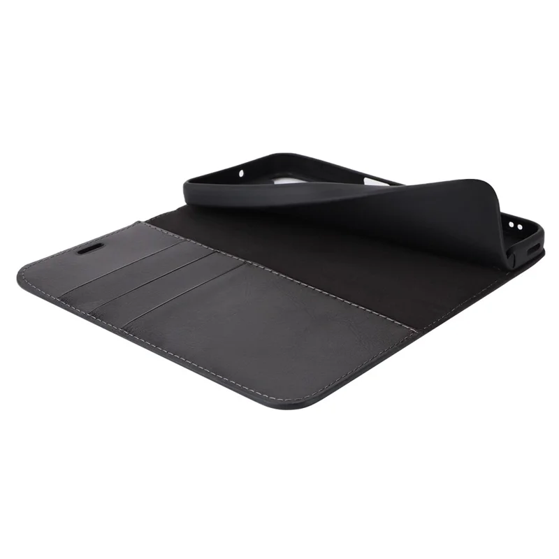 For Samsung Galaxy A15 5G Case Split Leather Crazy Horse Texture Stand Phone Cover - Black