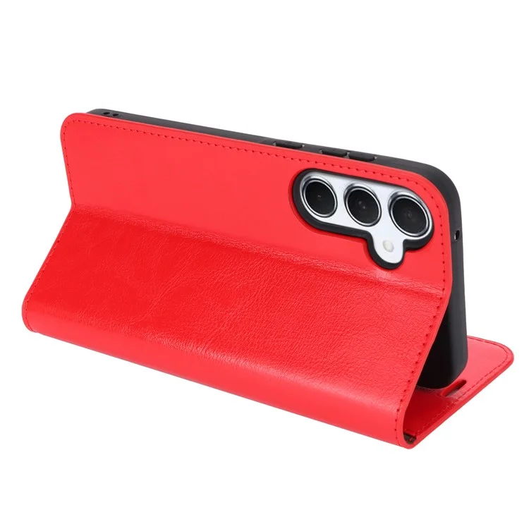 For Samsung Galaxy A55 5G Wallet Case Crazy Horse Texture Split Leather+TPU Phone Cover - Red