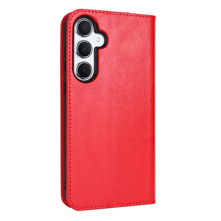For Samsung Galaxy A55 5G Wallet Case Crazy Horse Texture Split Leather+TPU Phone Cover - Red