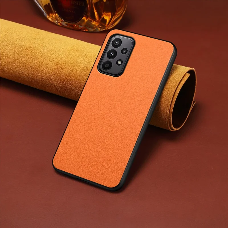 For Samsung Galaxy A23 4G / A23 5G (Global Version) Case PU Leather+PC+TPU Shock-Absorbent Mobile Phone Cover - Orange