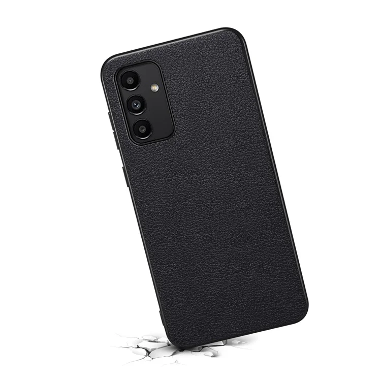 For Samsung Galaxy A13 5G Case PU Leather Calf Texture Shockproof Protective Back Cover - Black