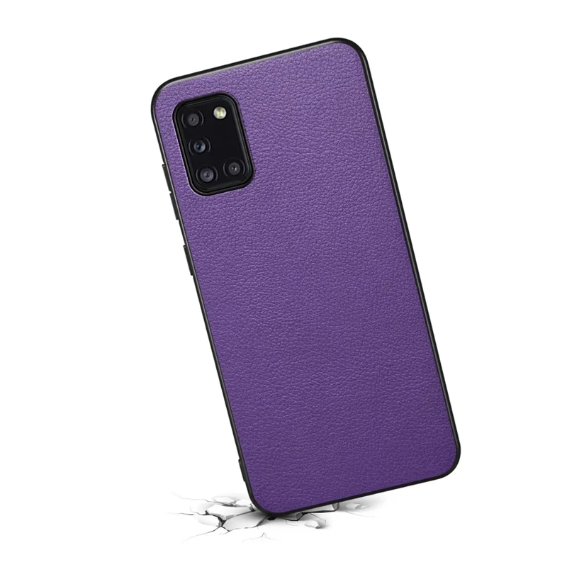 For Samsung Galaxy A31 Case Calf Texture Soft Leather Back Cover - Purple