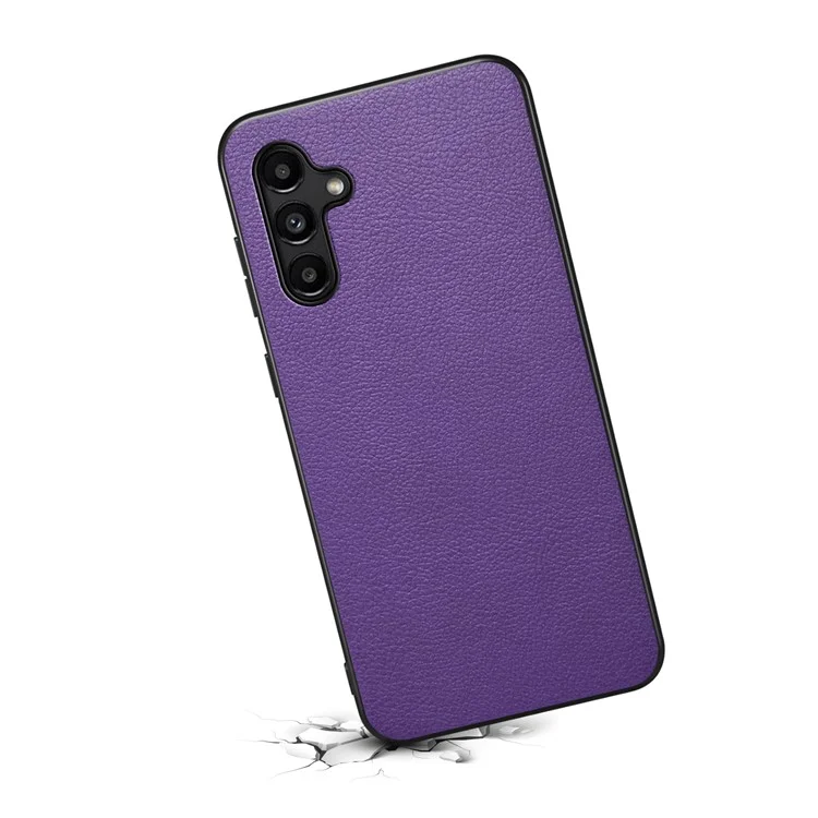 Pour Samsung Galaxy A15 4G / 5G Case Hybrid Leather Coated PC+TPU Shookproof Protection Cover - Pourpre