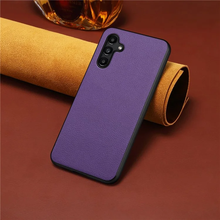 Pour Samsung Galaxy A15 4G / 5G Case Hybrid Leather Coated PC+TPU Shookproof Protection Cover - Pourpre