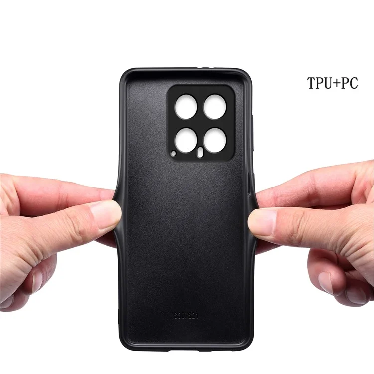 Pour Xiaomi 14 Case Hybrid Leather Coated PC+TPU Anti-drop Smart Phone Cover - Violet