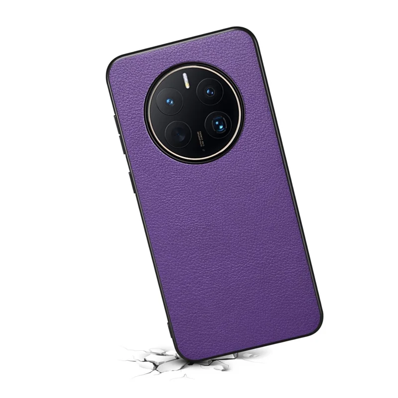 For Huawei Mate 50 Pro 4G Case Leather Coated PC+TPU Protective Phone Cover - Purple