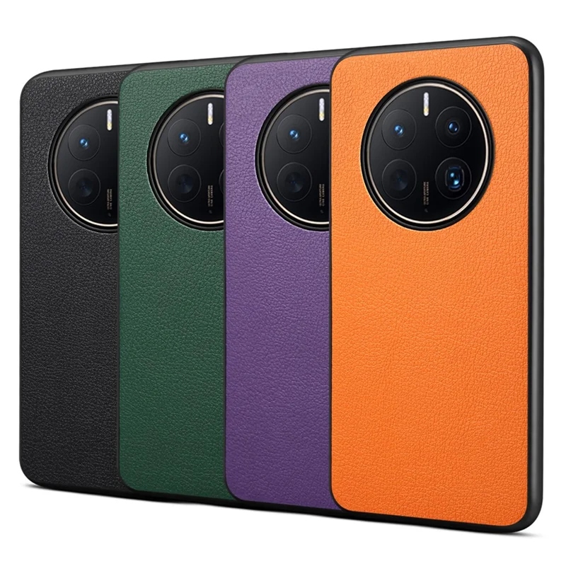 For Huawei Mate 50 Pro 4G Case Leather Coated PC+TPU Protective Phone Cover - Purple