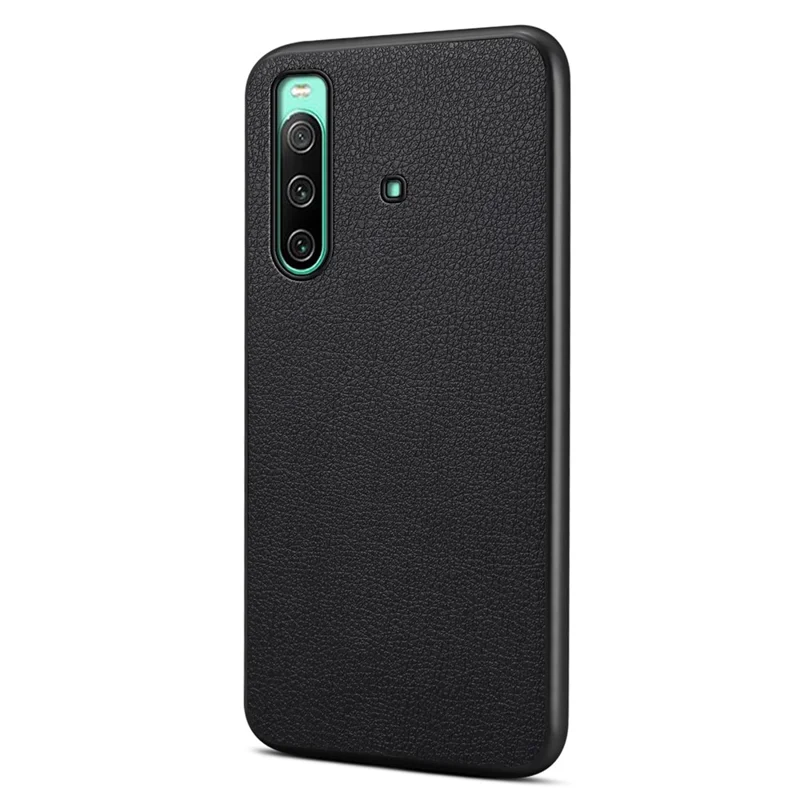 For Sony Xperia 10 IV 5G Case Calf Texture Drop-proof Leather Coated PC+TPU Cover - Black