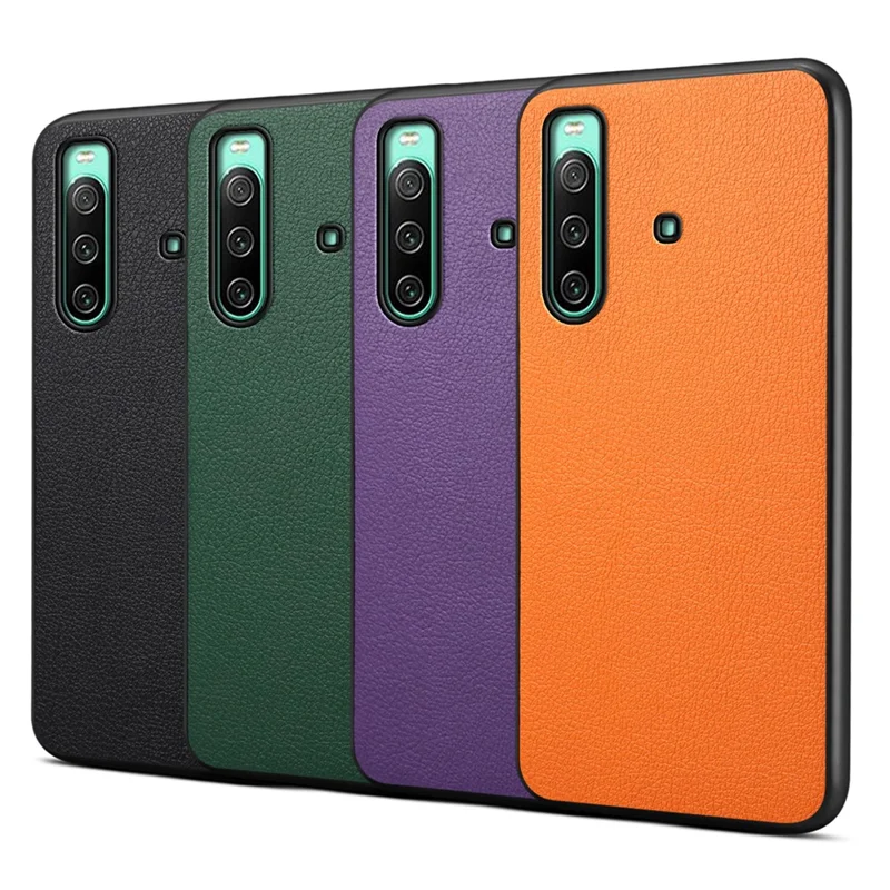 For Sony Xperia 10 IV 5G Case Calf Texture Drop-proof Leather Coated PC+TPU Cover - Black