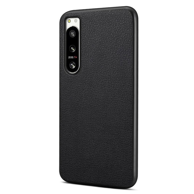 Per Sony Xperia 5 IV 5G Custodia per telefono Rivestimento in pelle PC+TPU Texture Vitello - Nero