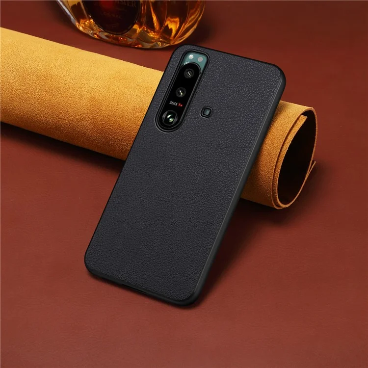 Para Sony Xperia 5 III 5G Case PU Leather+PC+TPU Anti-scratch Slim Phone Cover - Preto