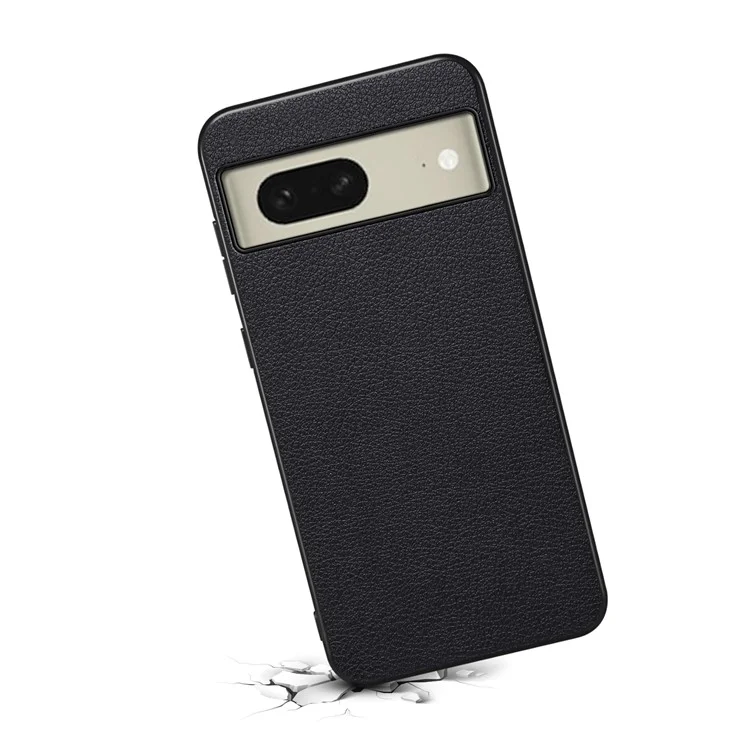 For Google Pixel 8a Case Calf Texture PU Leather Coated PC+TPU Phone Cover - Black