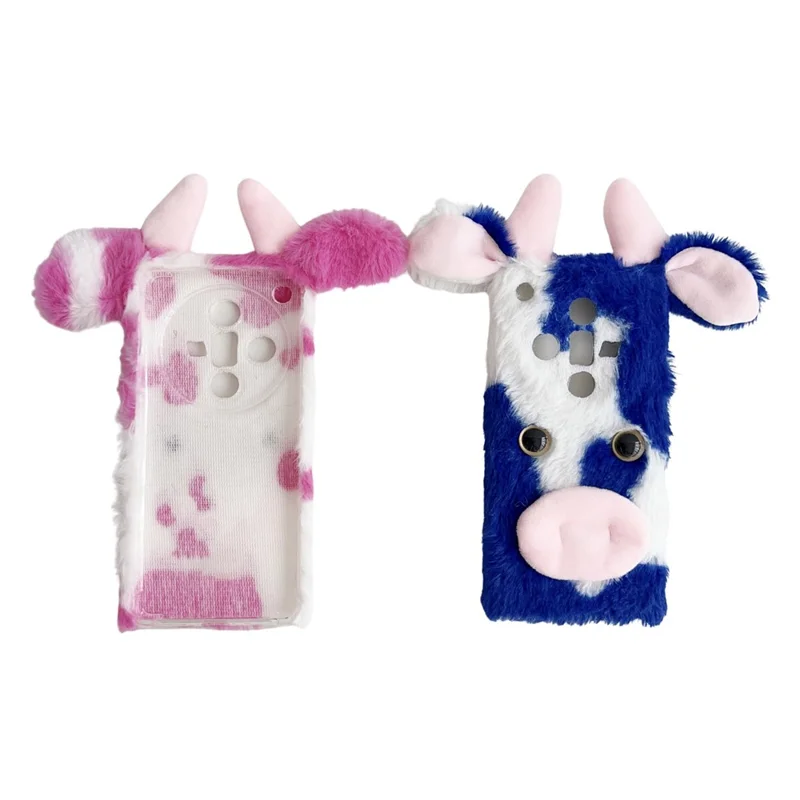 For Oppo Find X7 5G TPU Case Winter Warm Cows Ear Fur Fluffy Phone Cover - Rose