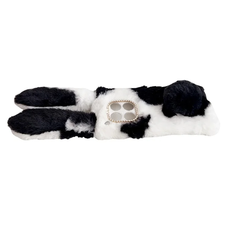 For OnePlus 12 5G Case Fluffy Cows Ear Shockproof Soft TPU Phone Cover - Black