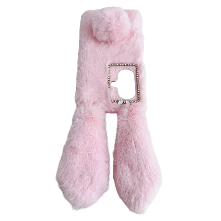 For OnePlus Nord CE3 5G Case Flexible TPU Bunny Ears Furry Hairball Phone Cover - Pink